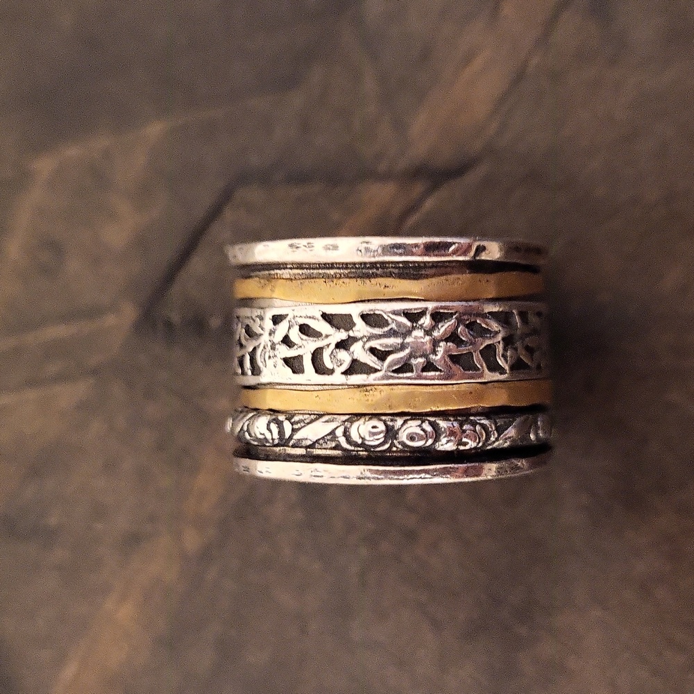 Silpada Sterling Israel Brass Spinner Ring - Picture 3 of 7